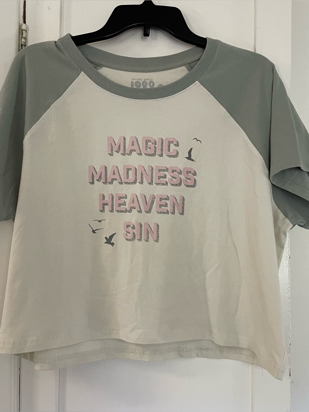 Taylor Swift Raglan Graphic Tee - Sage Green & Cream 1989 album 2xl